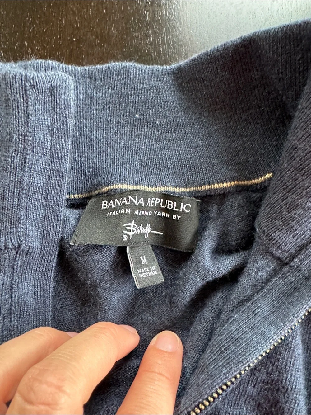Banana Republic Deep Navy Half-Zip Mock Collar Sweater